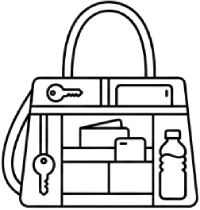 Bag with internal pockets icon