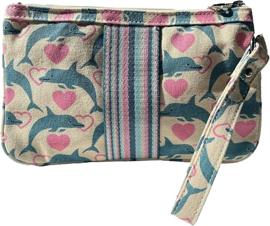 Dolphin Print Wristlet Pouch